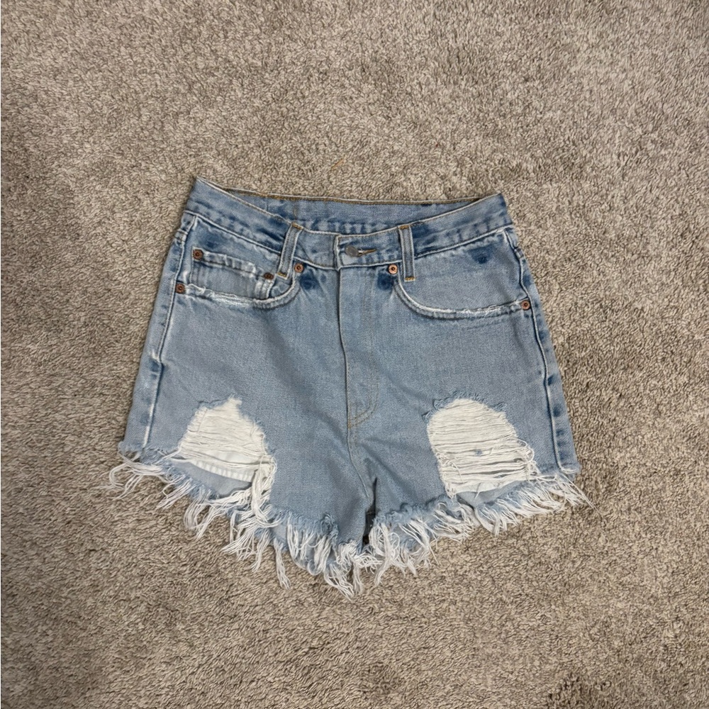 Levi's Light Blue Distressed Jean Shorts